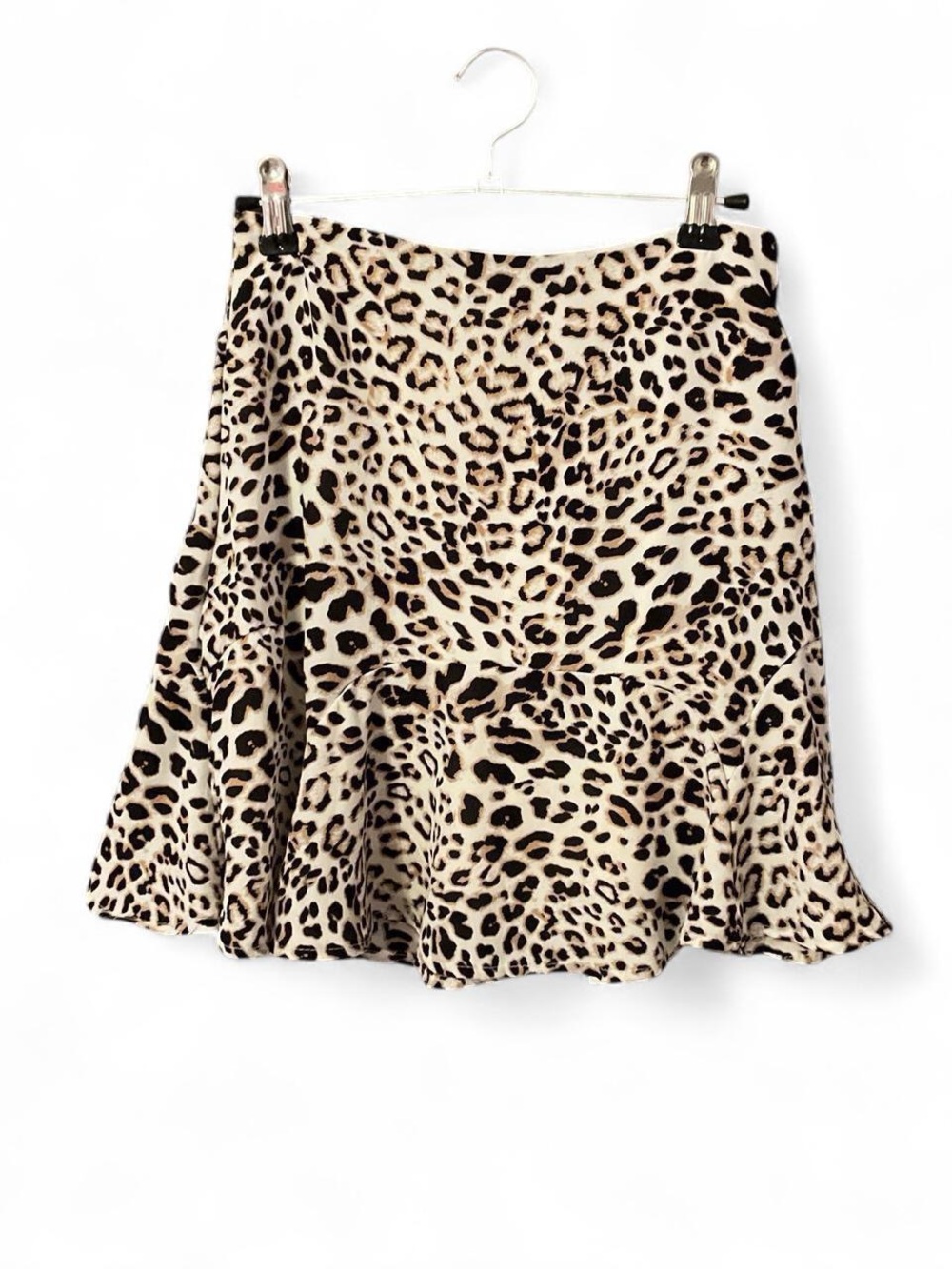 leopard print midi ruffled fishtail skirt